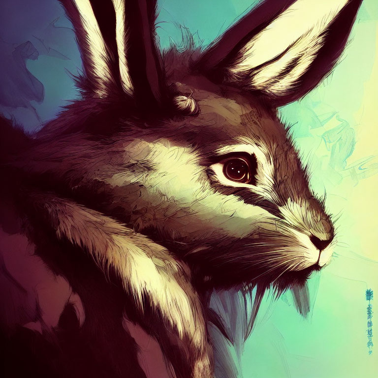 Stylized digital artwork: Rabbit with expressive eyes