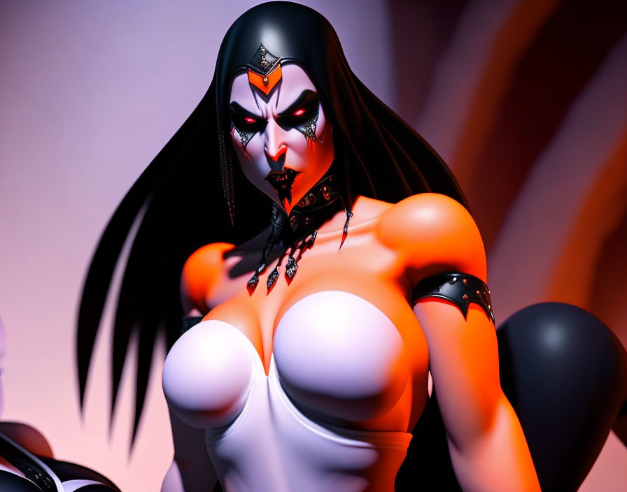 Stylized 3D Rendering of Gothic Female Character