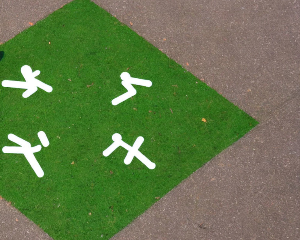 Green Square Pavement with White Stick Figure Icons for Exercise