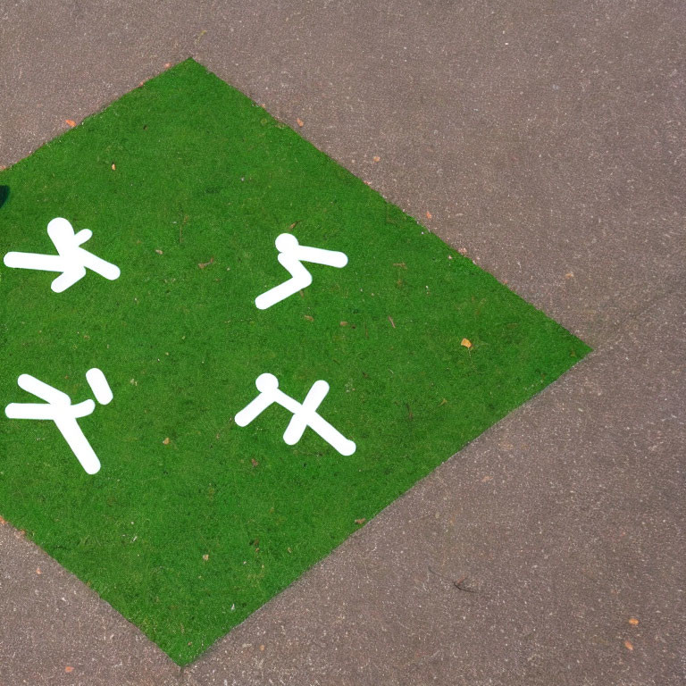 Green Square Pavement with White Stick Figure Icons for Exercise