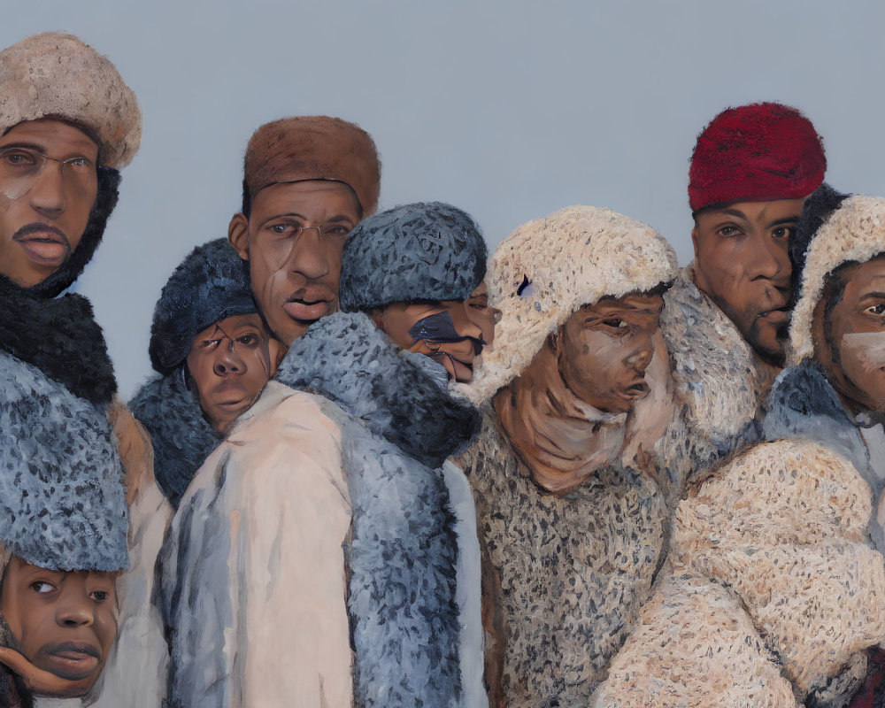 Group of People in Cool Toned Winter Outfits