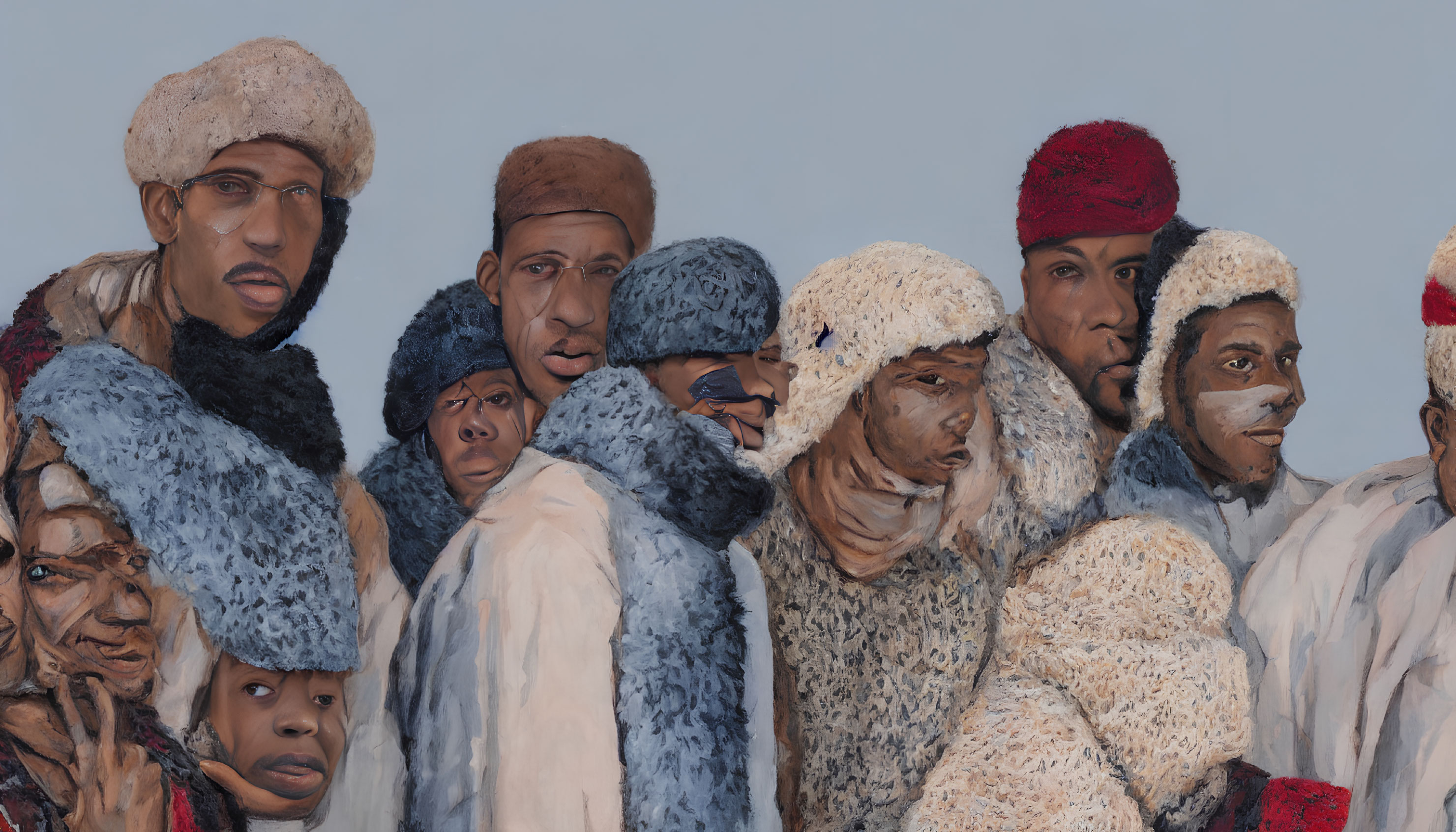 Group of People in Cool Toned Winter Outfits