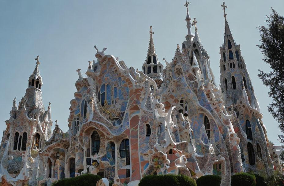 Ornate Building with Intricate Mosaics and Whimsical Spires