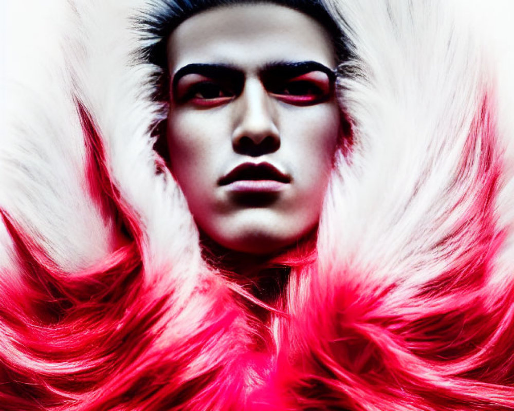 Bold Red Eyeshadow and Spiked Hair on Striking Fashion-Forward Figure