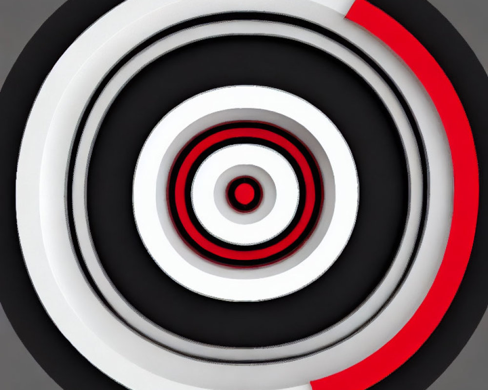 Monochromatic spiral design with red circles on gray background