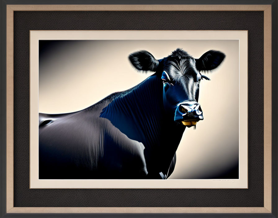 Artistic Cow Portrait with Exaggerated Shadows and Highlights