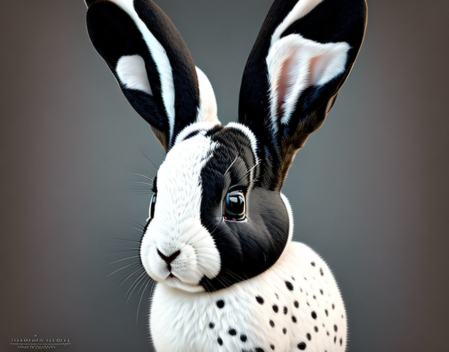 Digitally altered image of rabbit with exaggeratedly large, upright ears