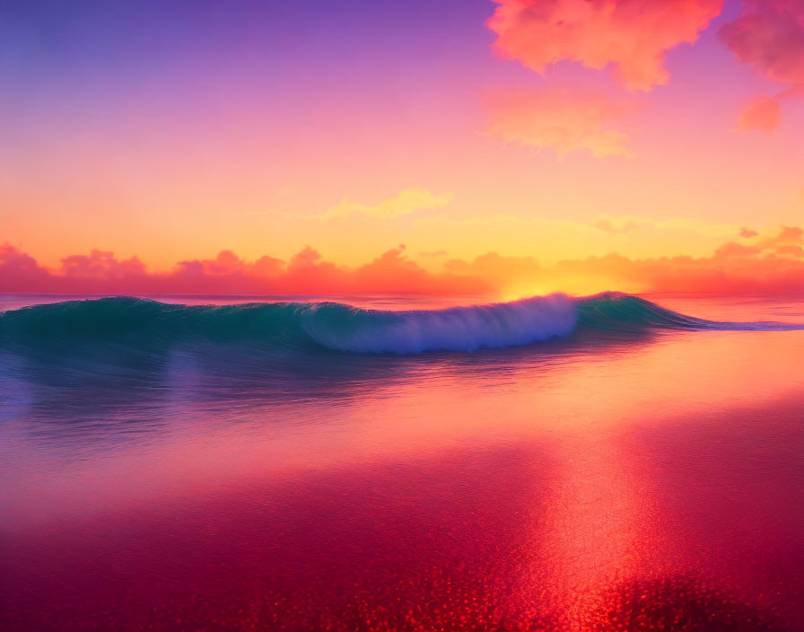 Vibrant Purple and Orange Sunset Reflecting on Ocean Surface