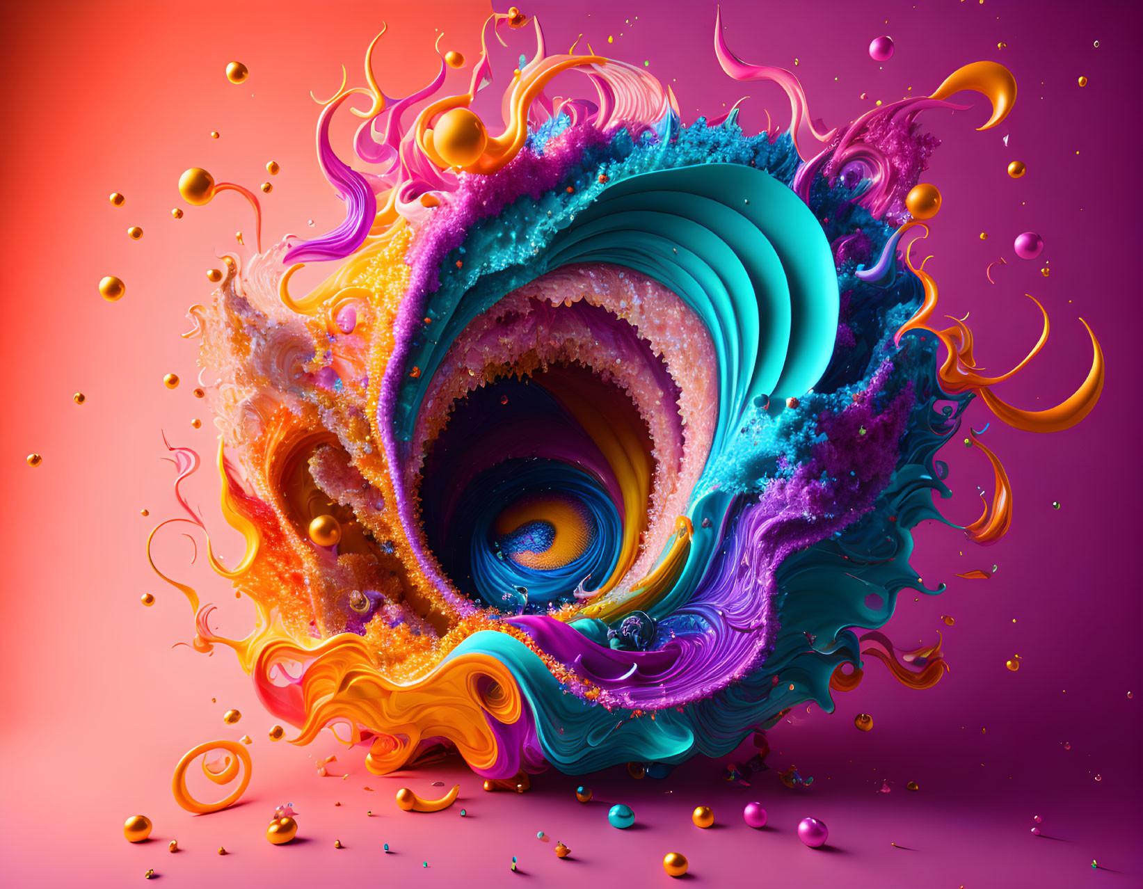 Colorful Swirling Abstract Art on Gradient Background