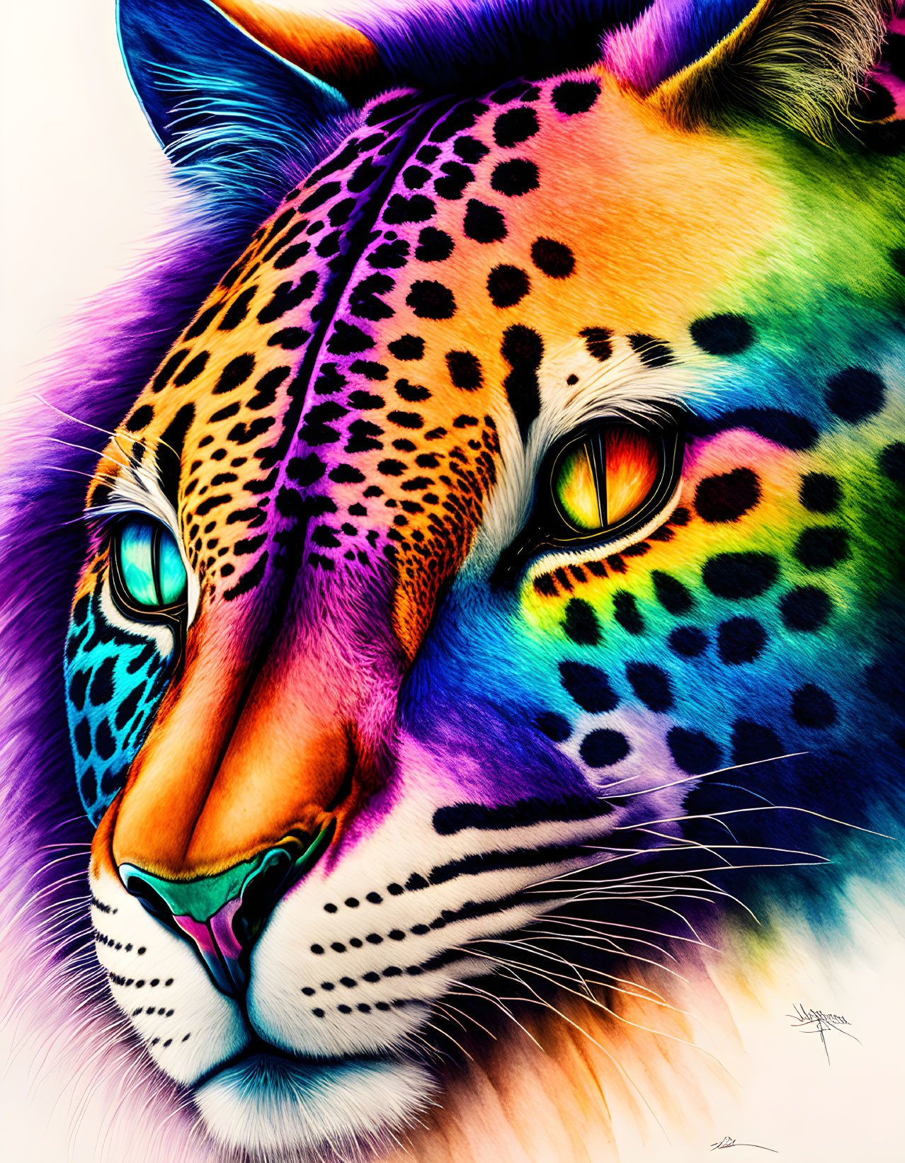 Colorful Leopard Illustration with Fantasy Palette