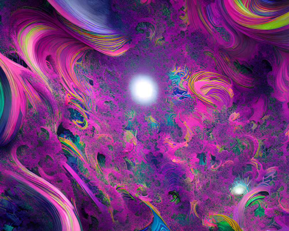 Colorful Abstract Fractal Art in Purple, Blue, and Green Swirls