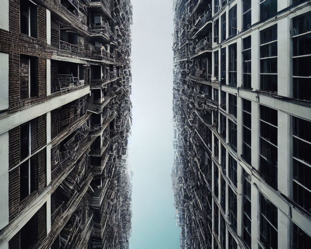 Contrasting high-rise buildings under cloudy sky