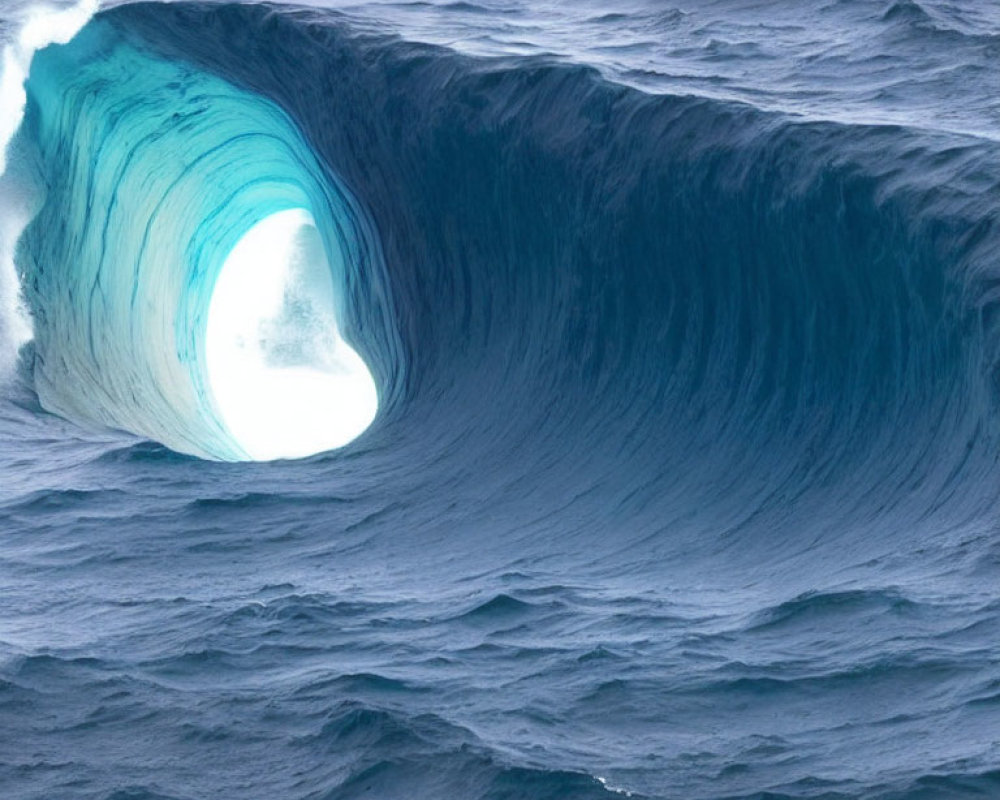 Majestic Blue Wave with Frothy White Water