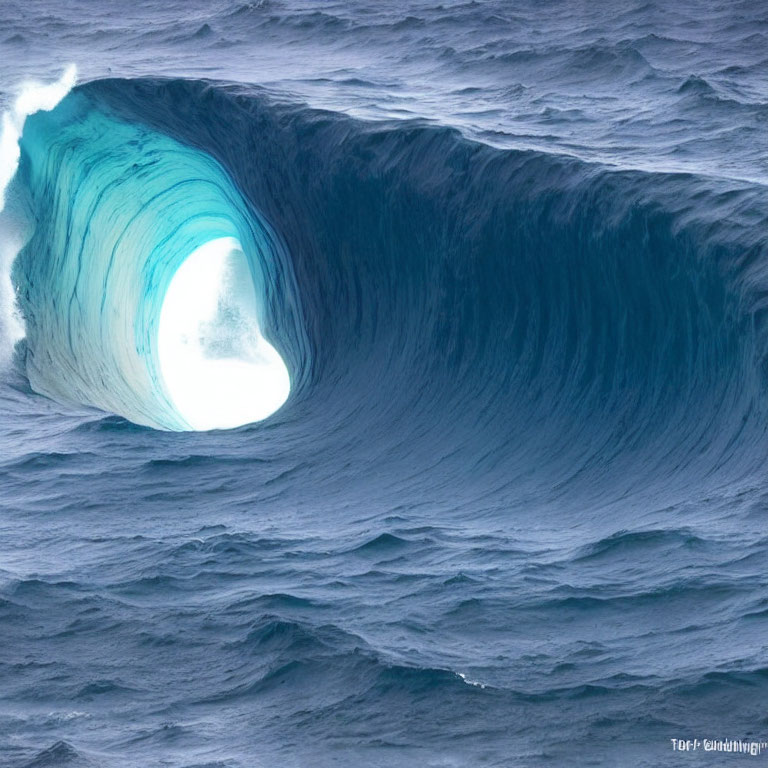 Majestic Blue Wave with Frothy White Water