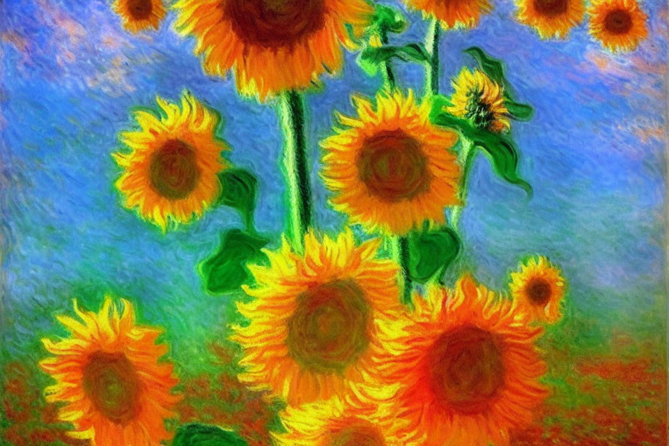 Field of Sunflowers Monet style