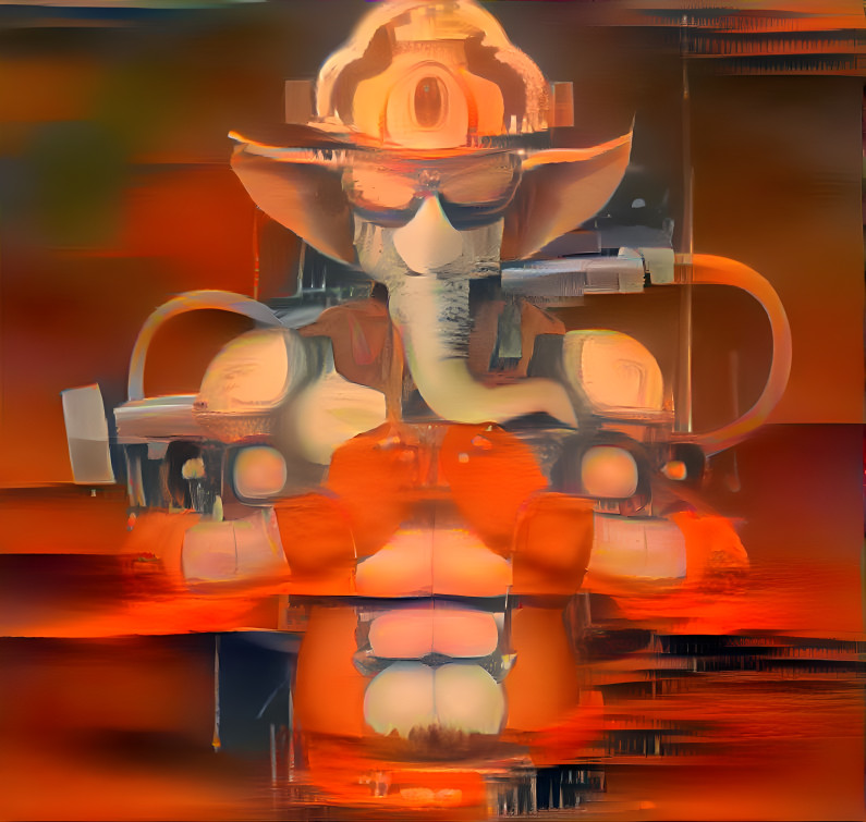 Deep Dream Warrior Ganesh