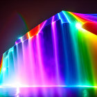 Vibrant rainbow lights illuminate iceberg on dark background