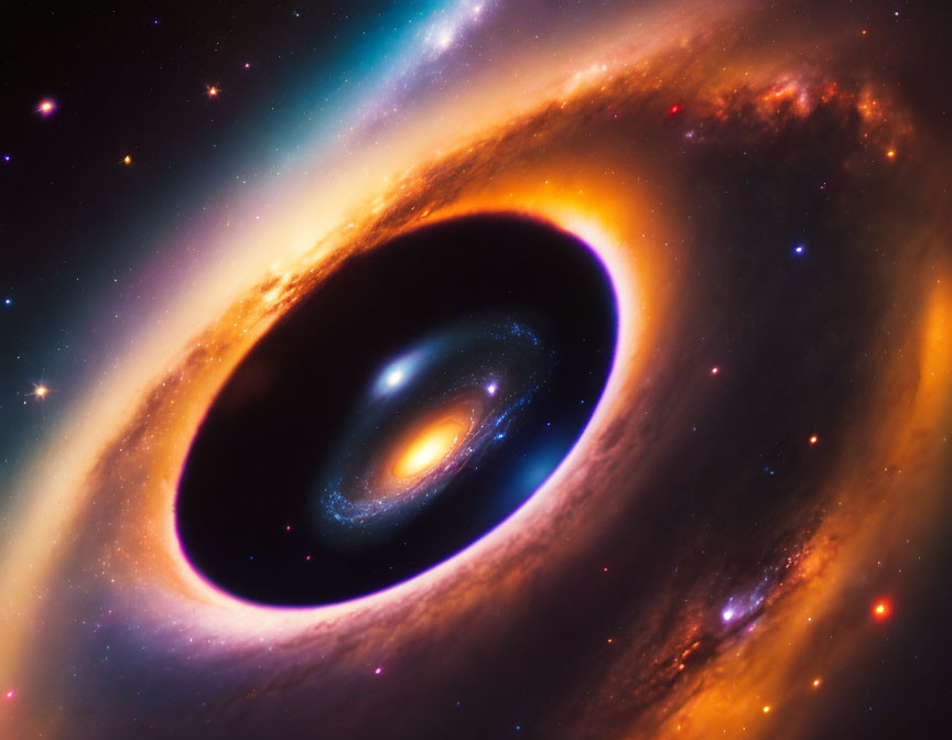 Majestic black hole with luminous accretion disks and stars