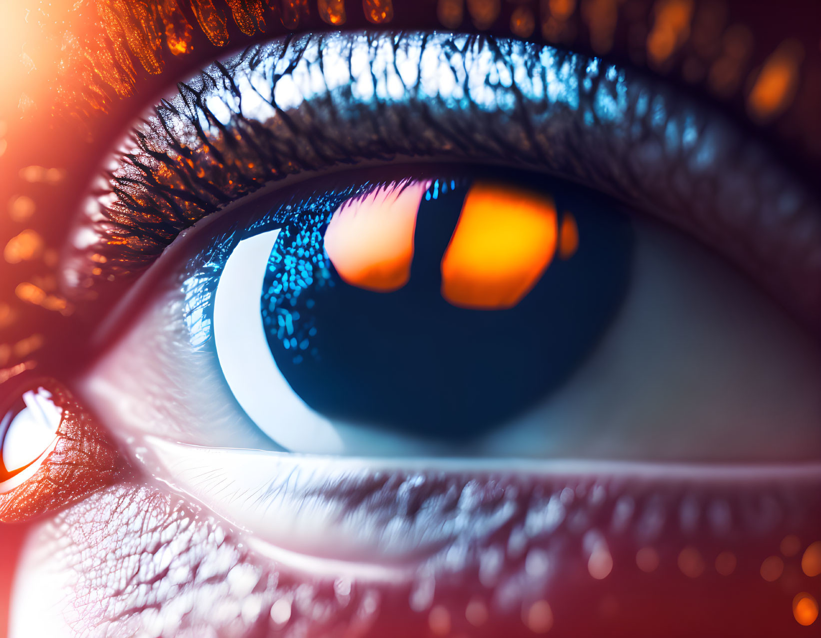 Detailed Close-Up of Human Eye with Vivid Blue Iris