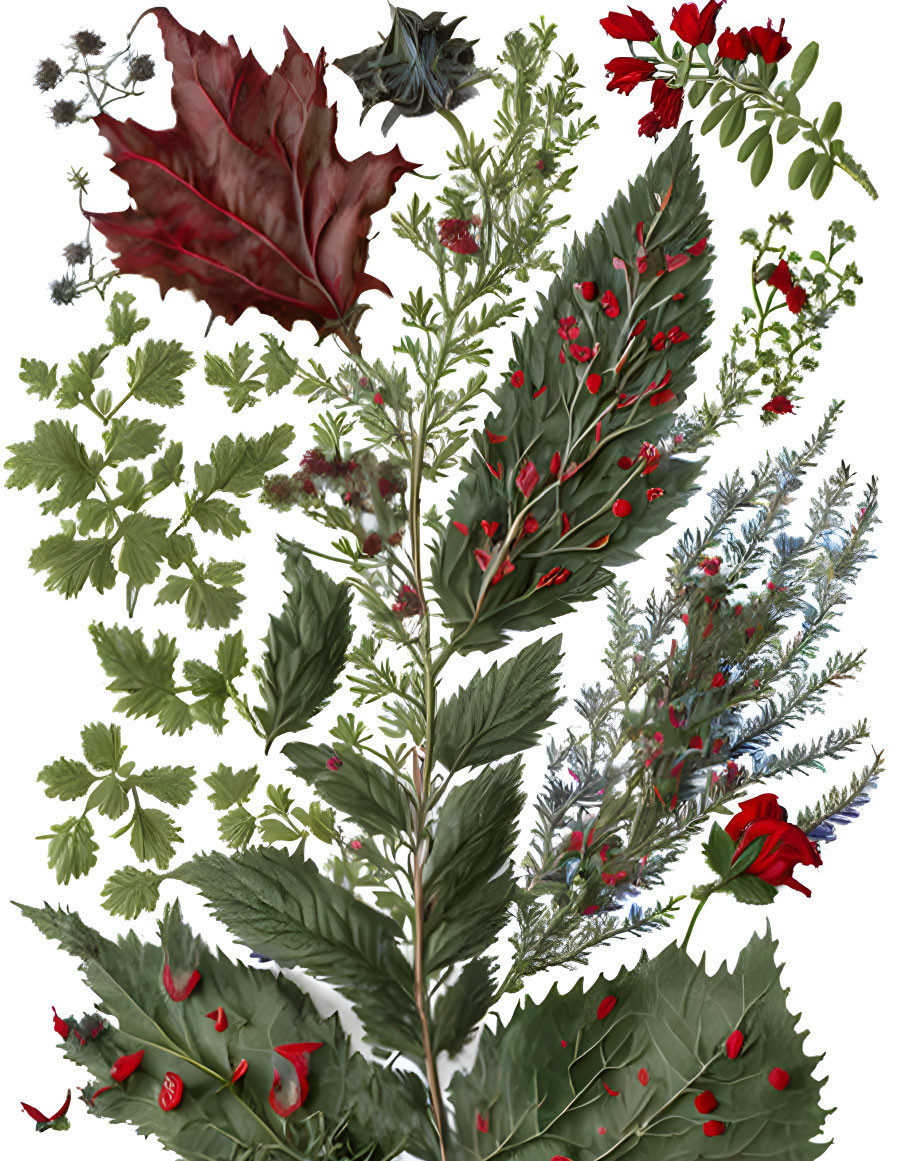 Botanical Illustrations: Leaves and Flowers Variety