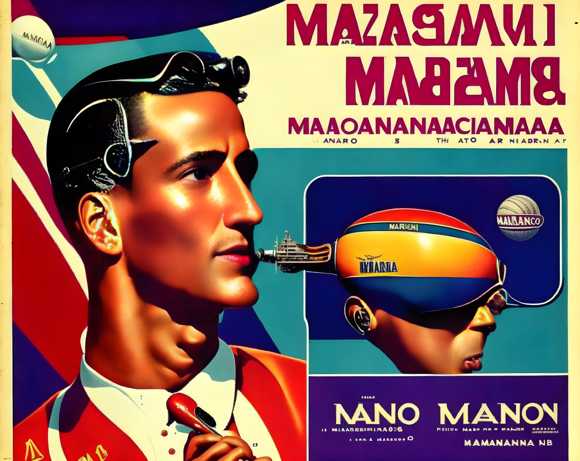 Vintage Poster Featuring Two Stylized Profiles Against Colorful Backdrop