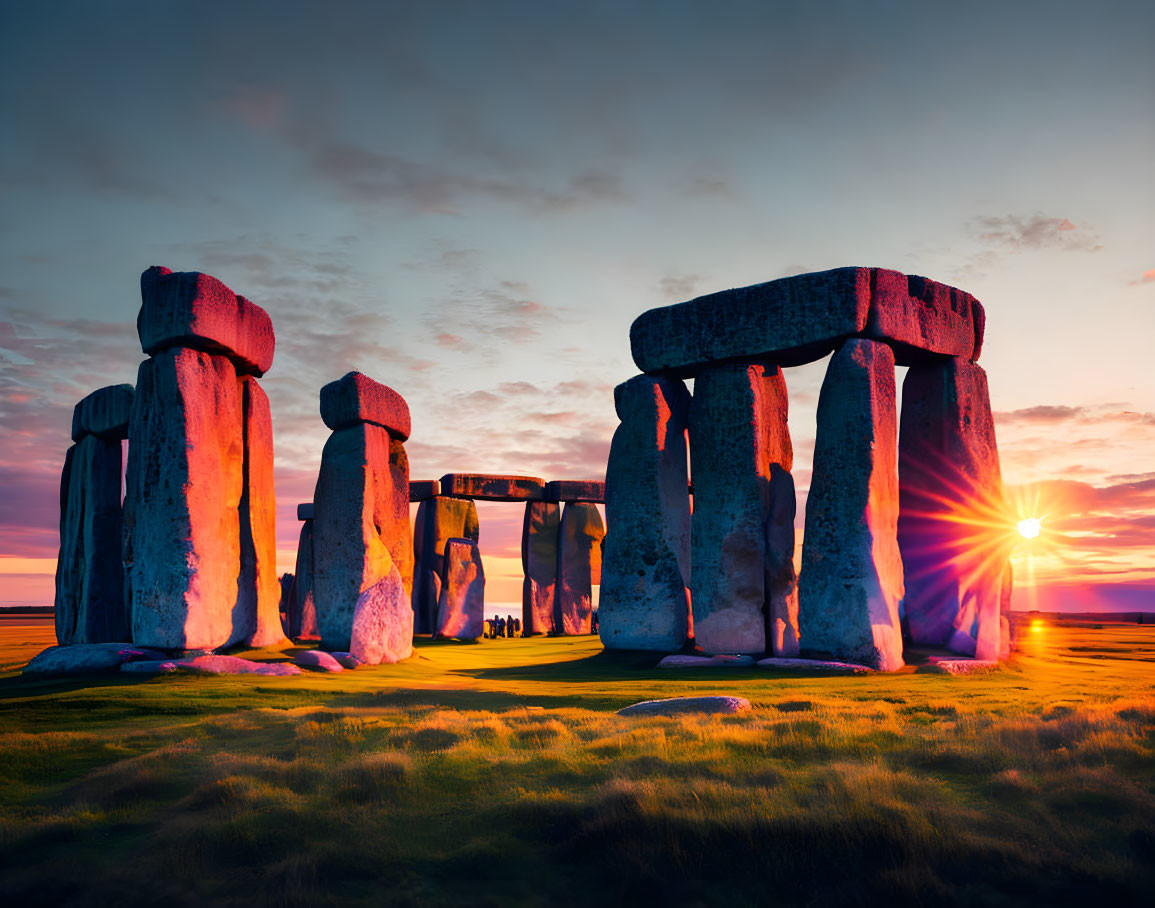 Ancient Stonehenge at Sunset with Vivid Skies