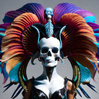 Colorful Skull Image with Ornate Headdress