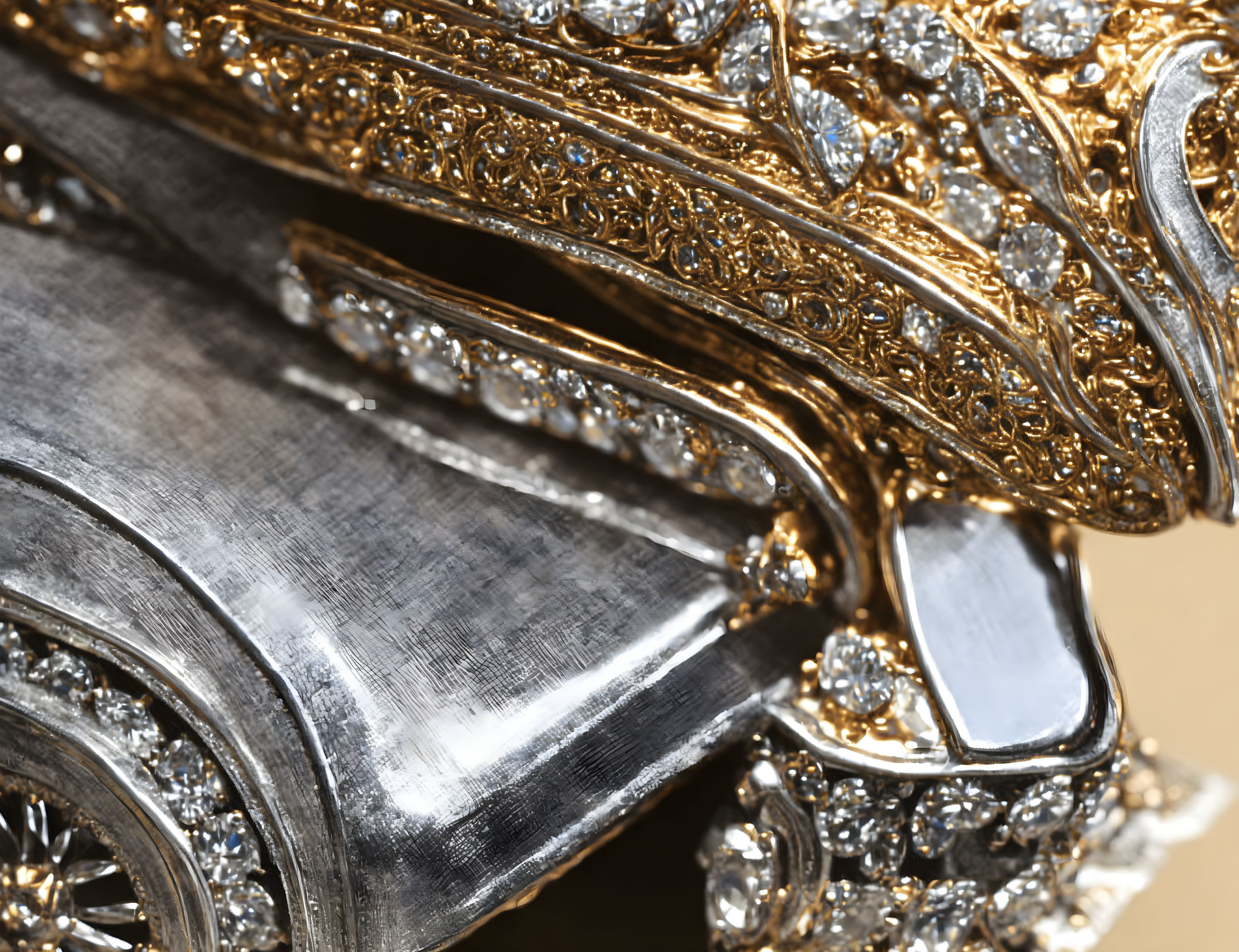 Detailed Jewel-Encrusted Object with Gold Detailing