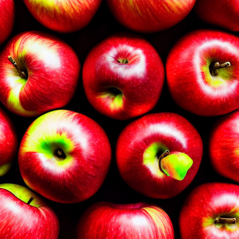 Vibrant Red Apples Collection with Green and Yellow Tones