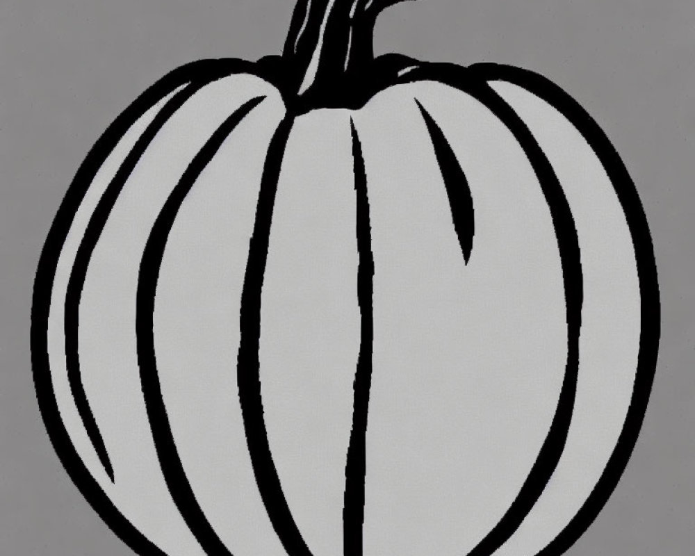 Monochrome pumpkin illustration with vertical lines on grey backdrop