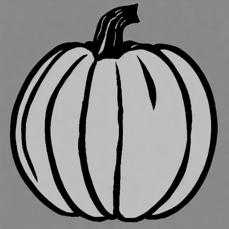 Monochrome pumpkin illustration with vertical lines on grey backdrop