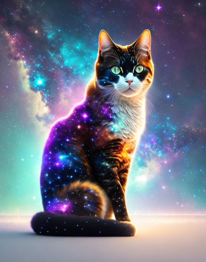 Starry Night Sky Coat on Majestic Cat