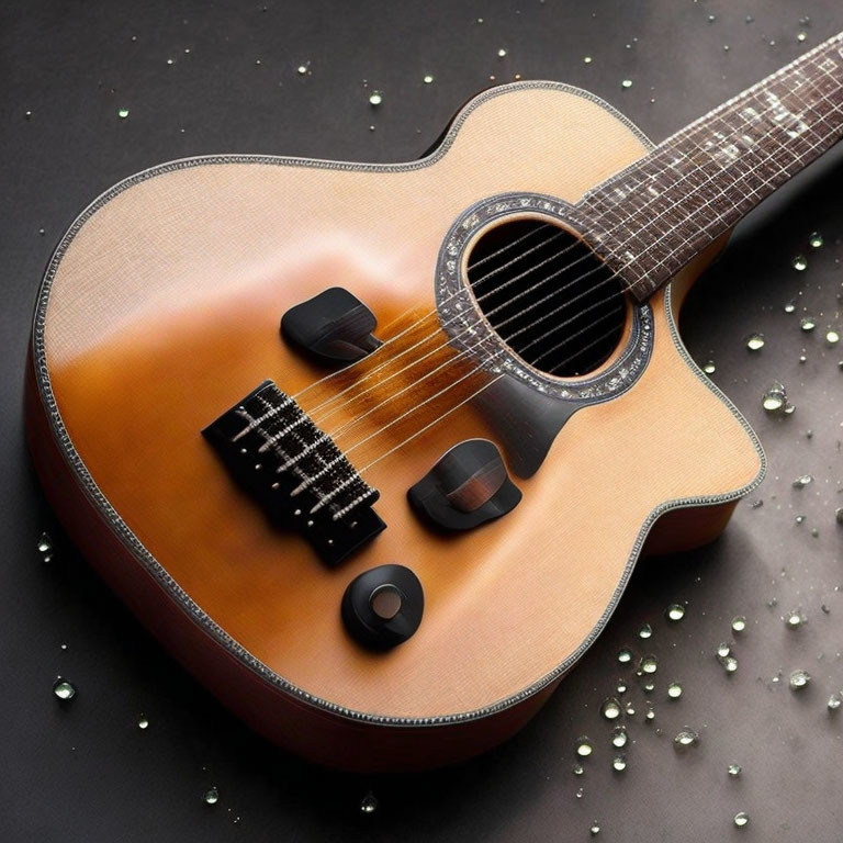 Sunburst Acoustic Guitar with Glossy Finish and White Pearl Inlays