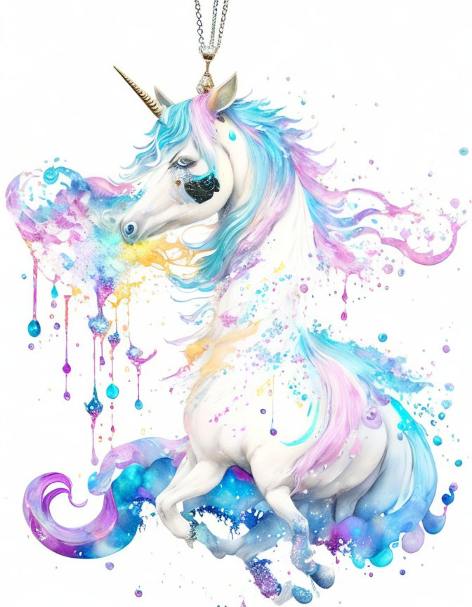 Colorful Unicorn Illustration with Blending Mane and Tail