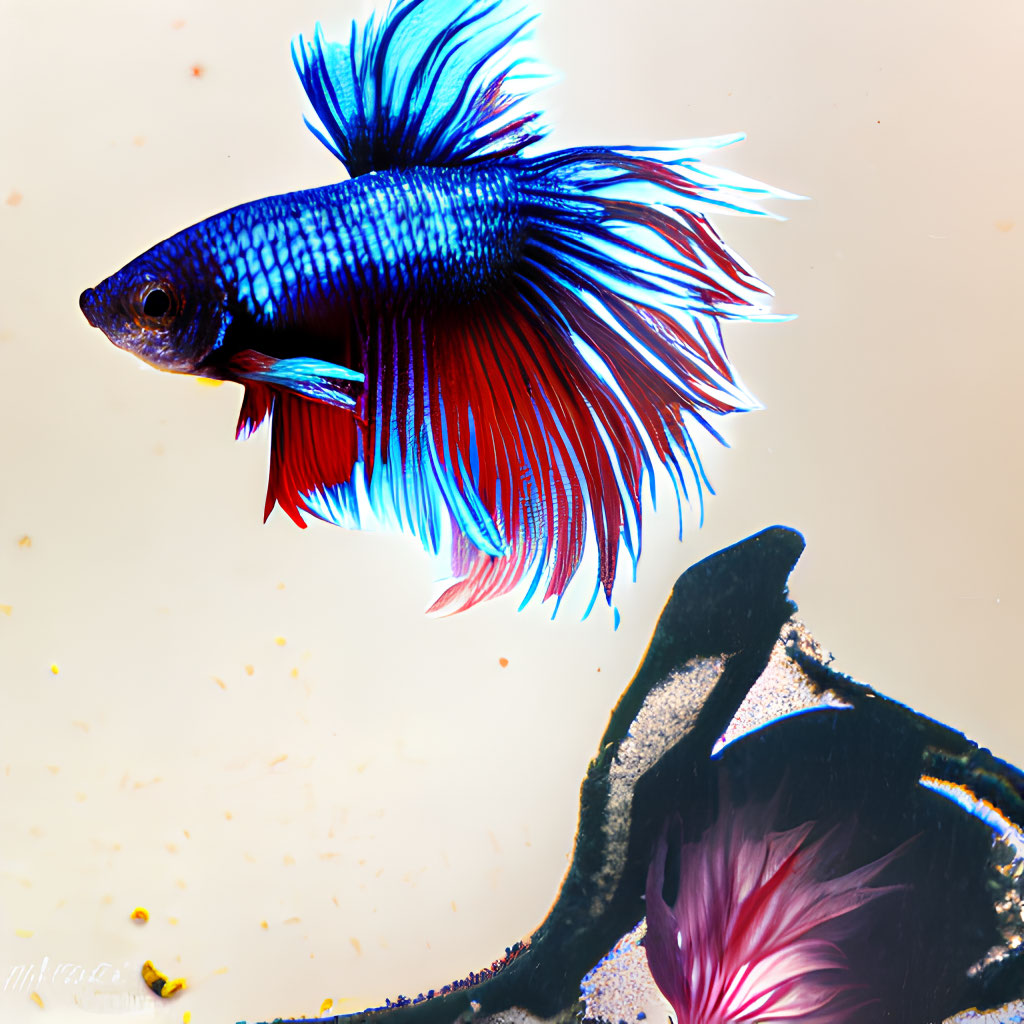 Colorful Betta Fish Swimming Near Water's Surface