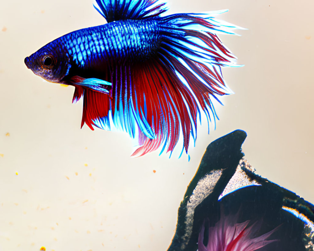 Colorful Betta Fish Swimming Near Water's Surface