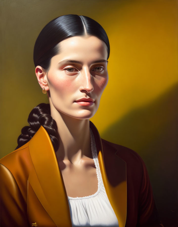 Woman with Slicked-Back Hair in Yellow Blazer