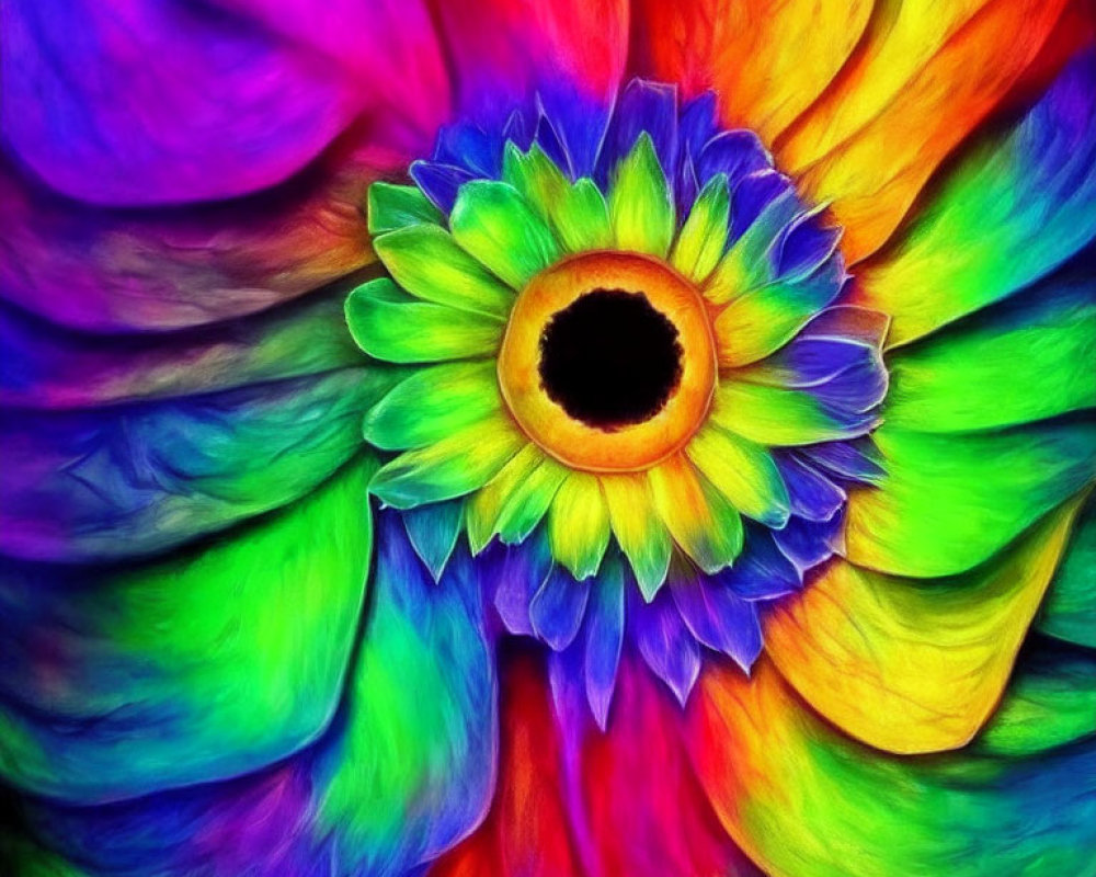 Colorful Close-Up of Flower with Rainbow Gradient and Soft Textures