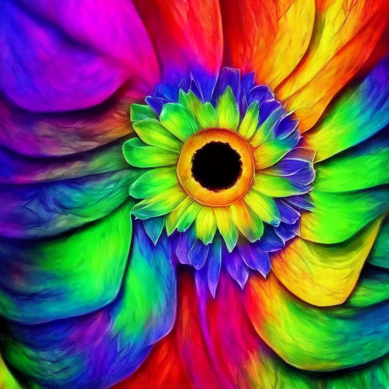 Colorful Close-Up of Flower with Rainbow Gradient and Soft Textures