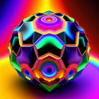 Colorful Geometric 3D Sphere on Rainbow Background