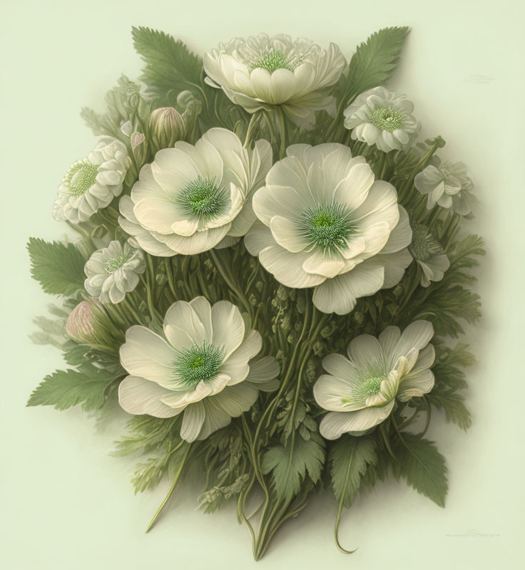 Cream-Colored Flower Bouquet on Pale Background