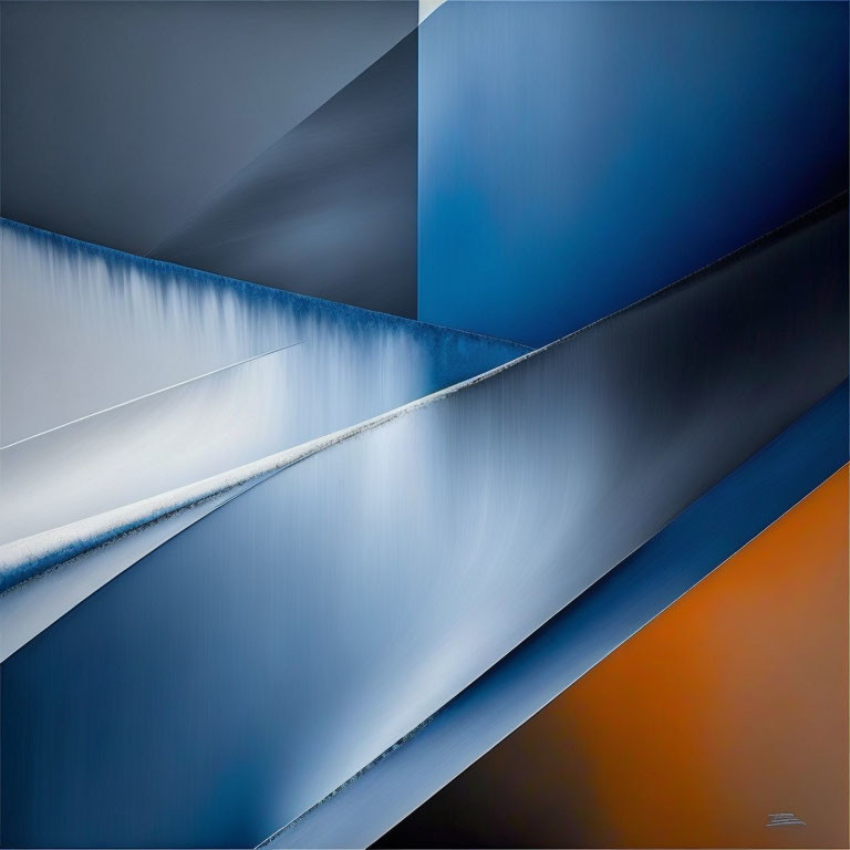 Abstract blue, gray, and orange diagonal lines artwork