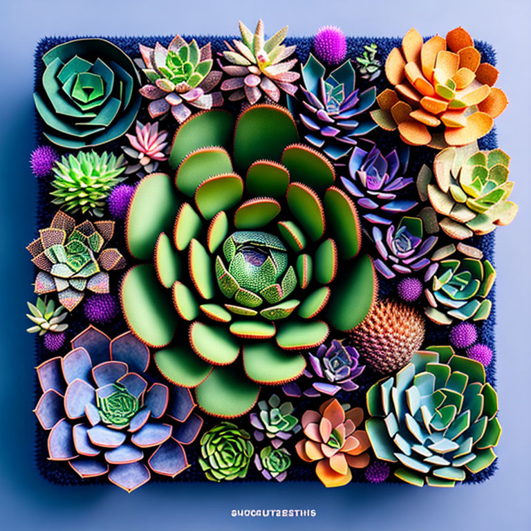 Diverse Succulent Collection Arranged Symmetrically