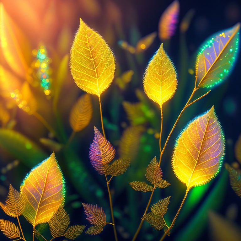 Iridescent Leaves with Dreamy Bokeh Effect