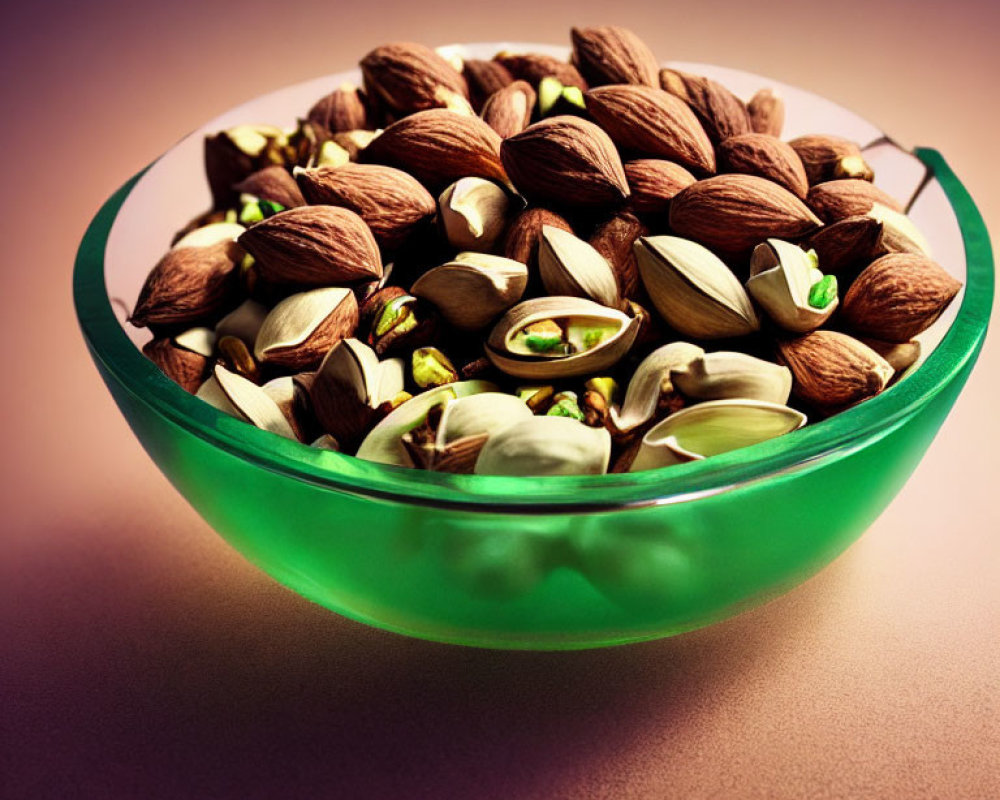 Assorted Almonds and Pistachios on Neutral Background