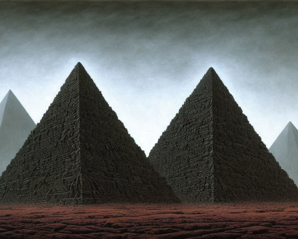 Large Textured and Smooth Pyramids on Barren Landscape