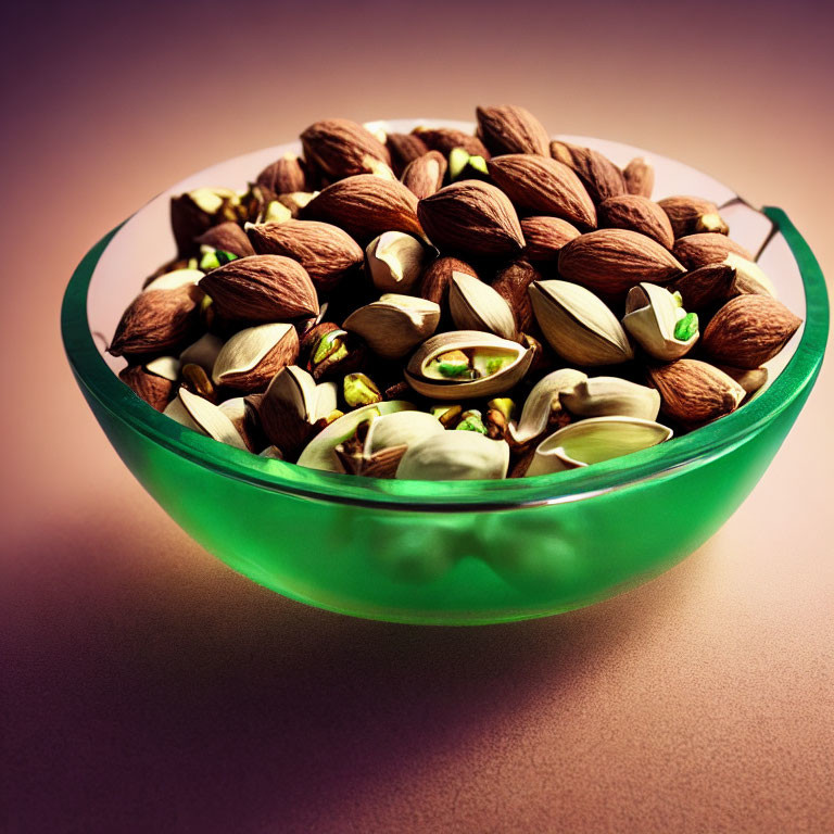 Assorted Almonds and Pistachios on Neutral Background