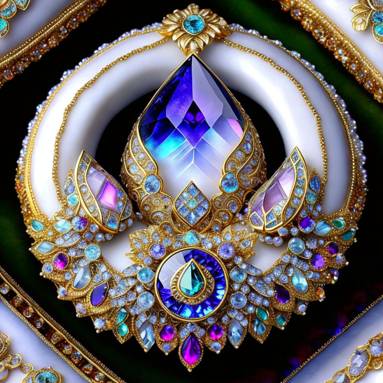 Intricate Gold Patterns on Lustrous Jewel