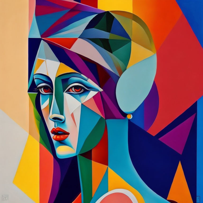 Colorful Abstract Geometric Portrait of a Woman