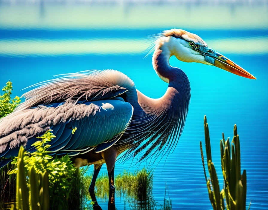 Great Blue Heron by the Water's Edge